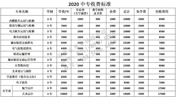 石家莊東華鐵路學校中專收費