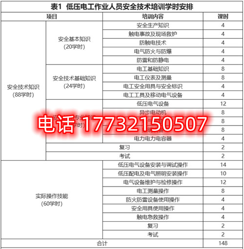 石家莊低壓電工證培訓課時